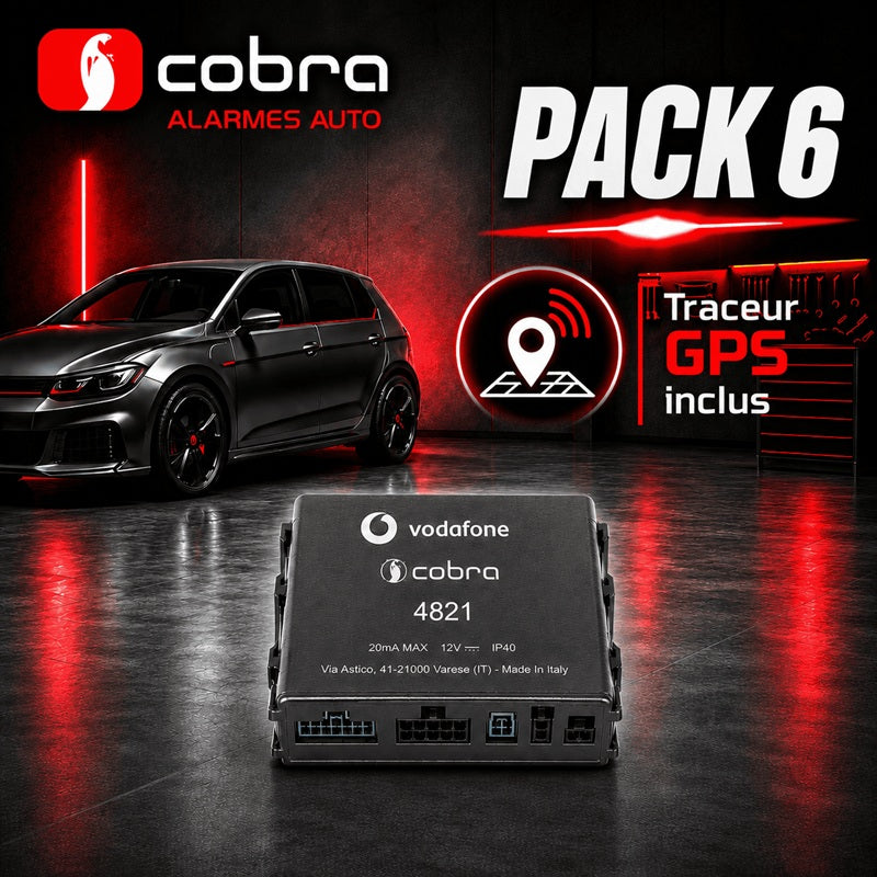 Alarme Cobra 4821 + détecteur anti soulèvement + traceur GPS pack 6
