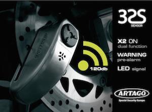 Bloque disque moto alarme 32 Sensor Artago SRA