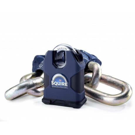 Chaîne de sécurité avec gros maillons + gros cadenas - Équipement moto Chaîne de sécurité avec gros maillons + gros cadenas - Équipement moto