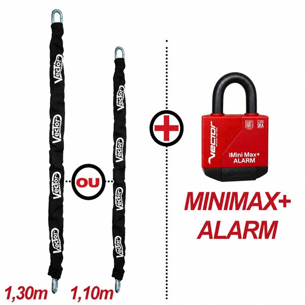 Pack Antivol MiniMax+ Alarm Vector Classe SRA + chaîne 13mm