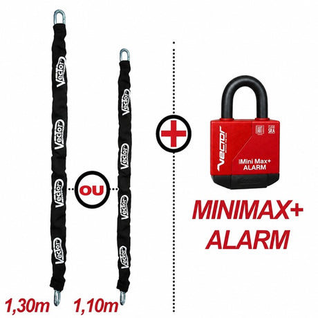 Pack Antivol MiniMax+ Alarm Vector Classe SRA + chaîne 13mm